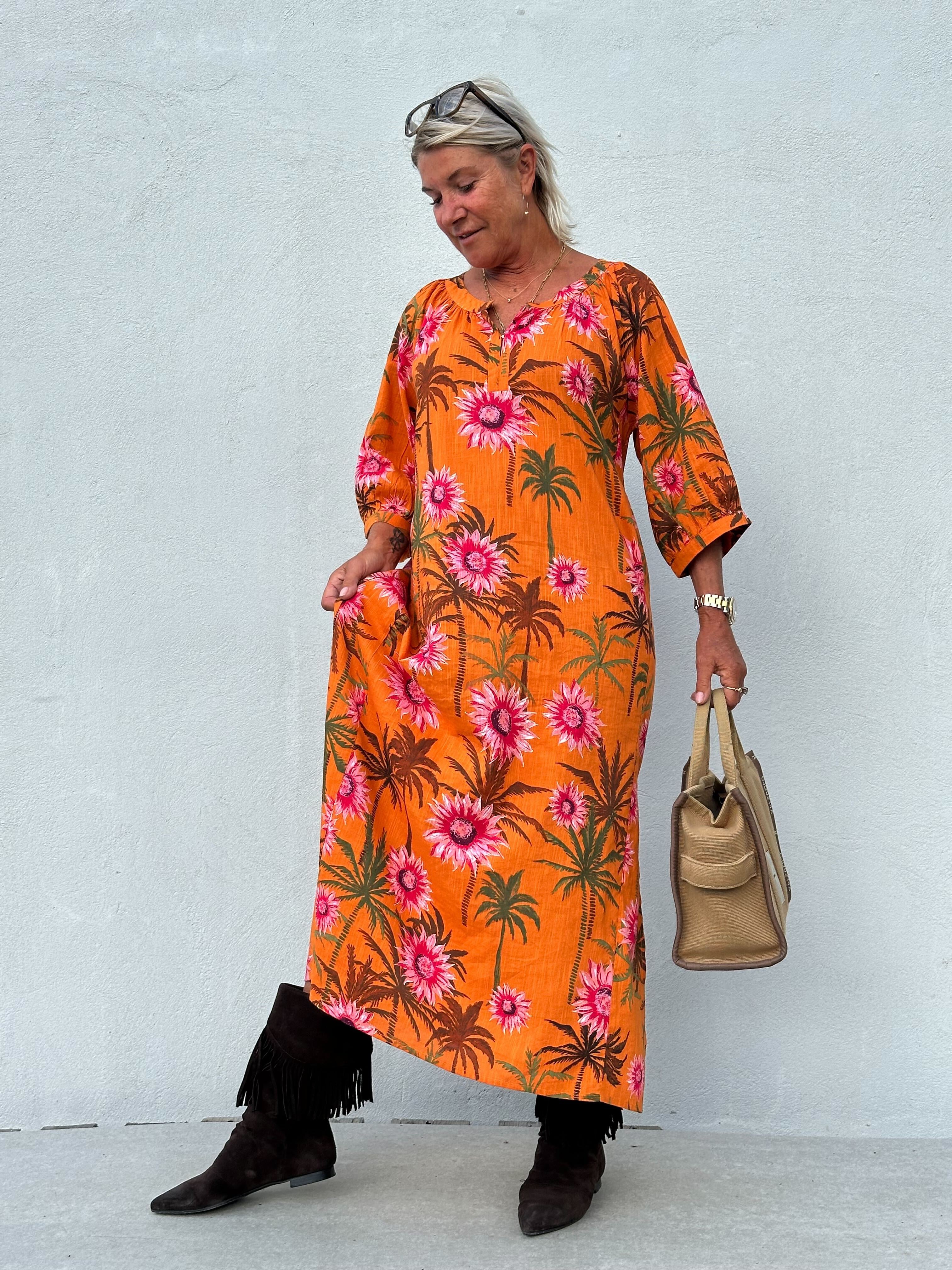Gaspar 2607765 Athen dress flower orange