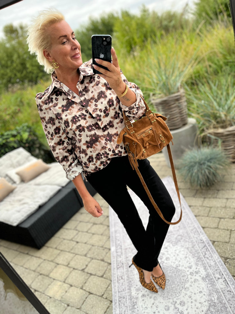 Liberte 21598 Flora LS blouse flower brown