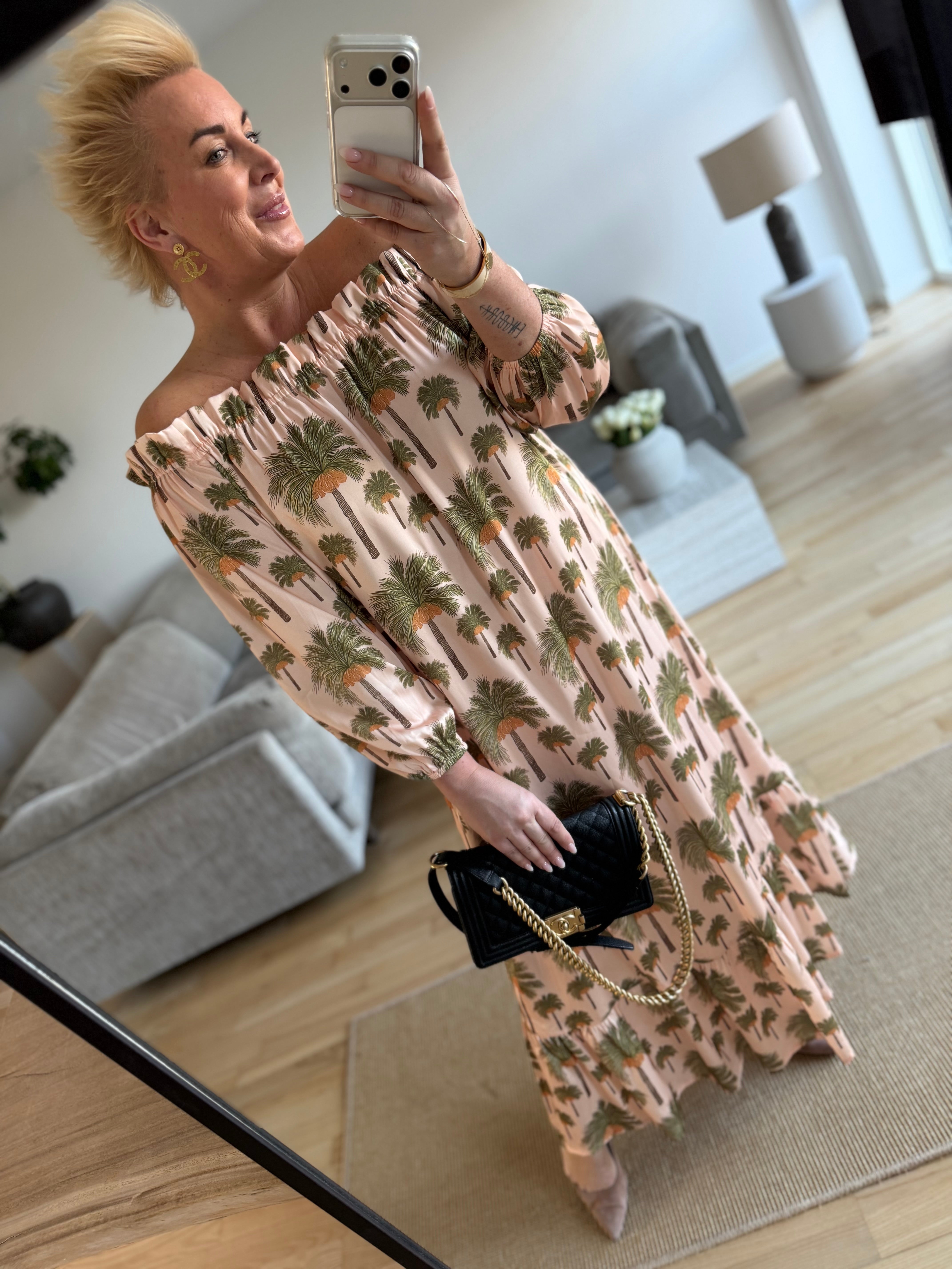 Design By Laerke Elisabeth long dress nude palm