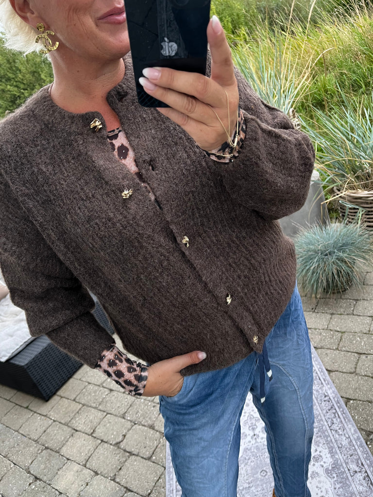 Liberte 22260 Fro cardigan Oneck chocolate