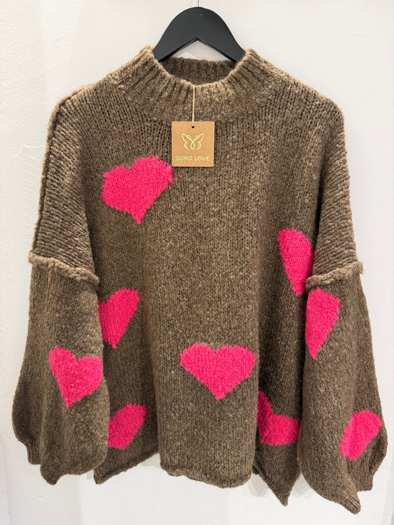 Boho Love B1313 strik hearts pink