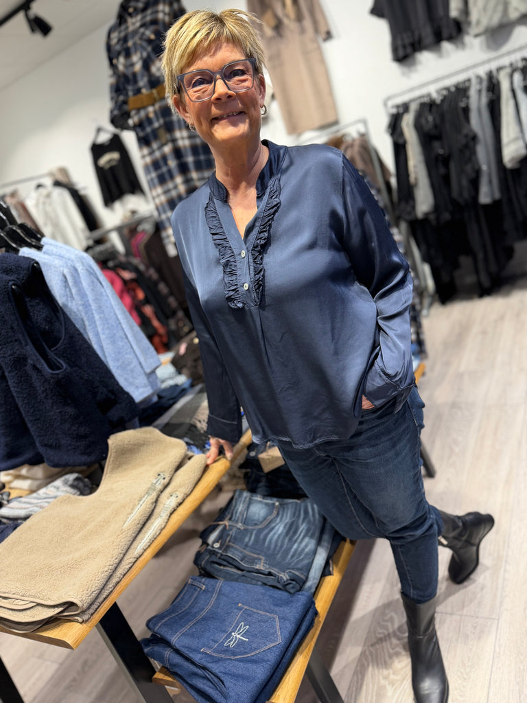 Boho Love B1308 silk skjorte navy