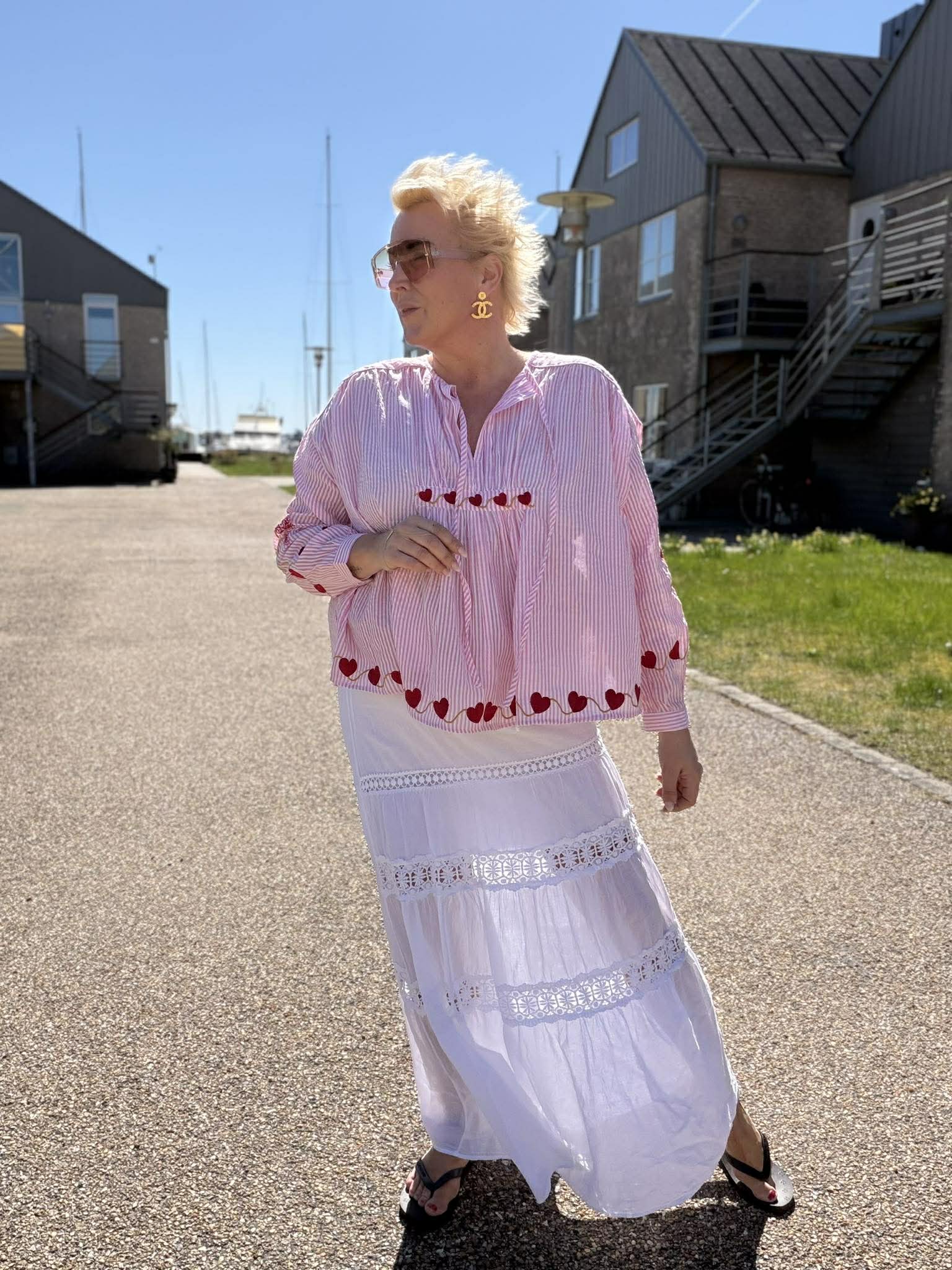 Boho Love B1360 skjorte flower stripe rosa