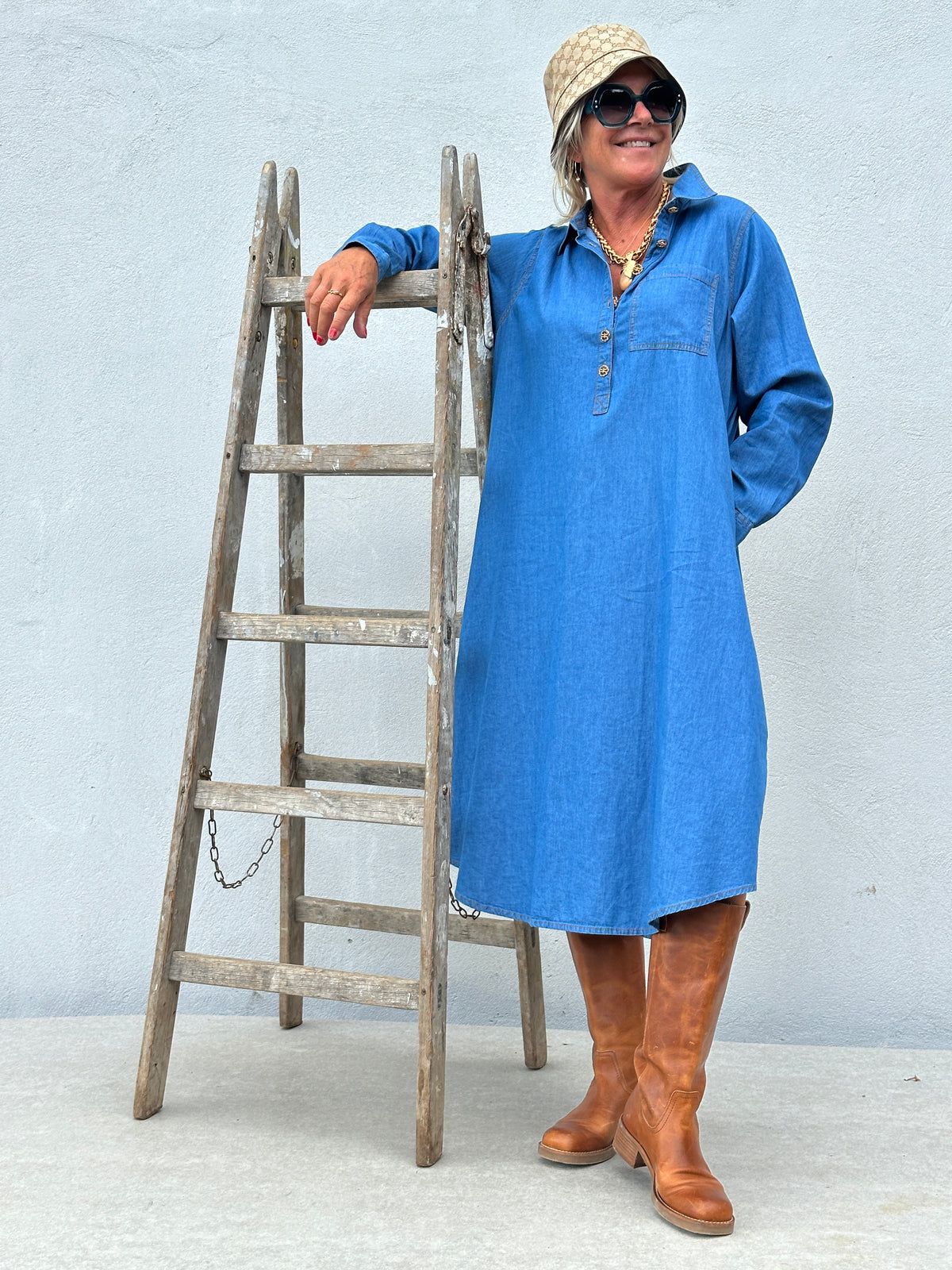 Gaspar 2607706 Lucca denim dress blue