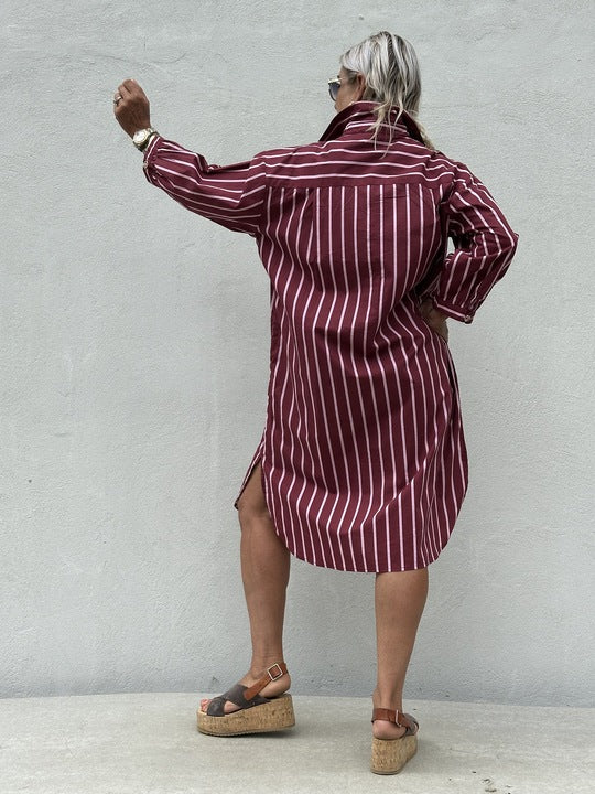 Gaspar 2601709 Malmø dress shirt stripe maroon
