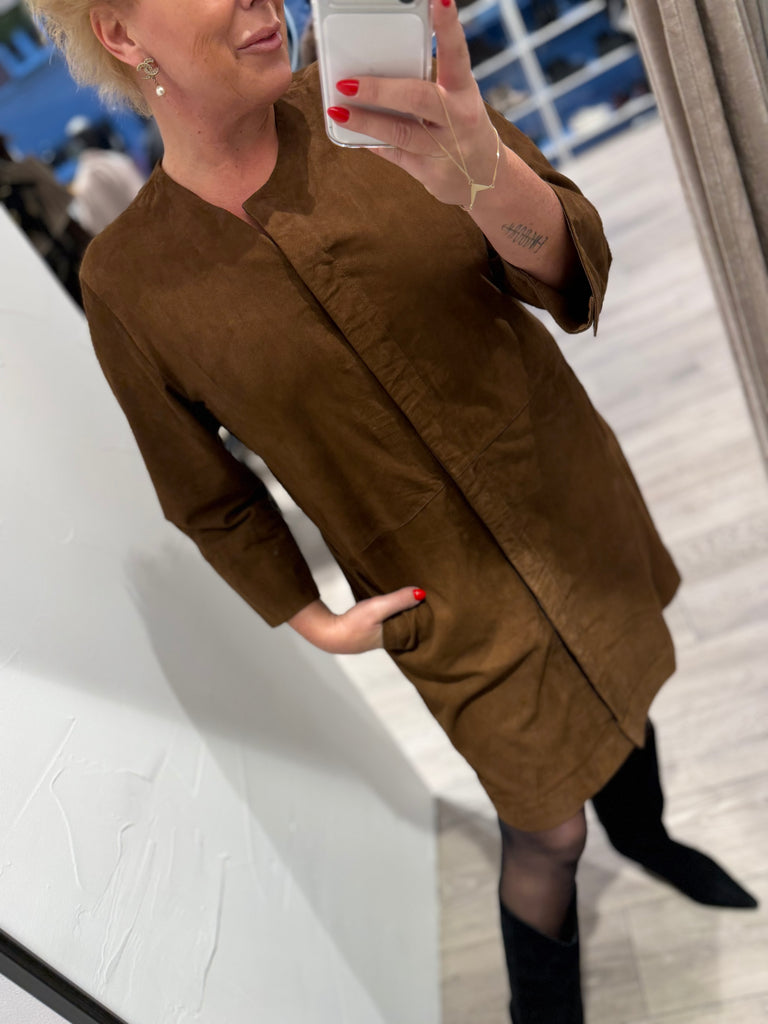 Depeche 51324 Sandy shirt dress suede choco