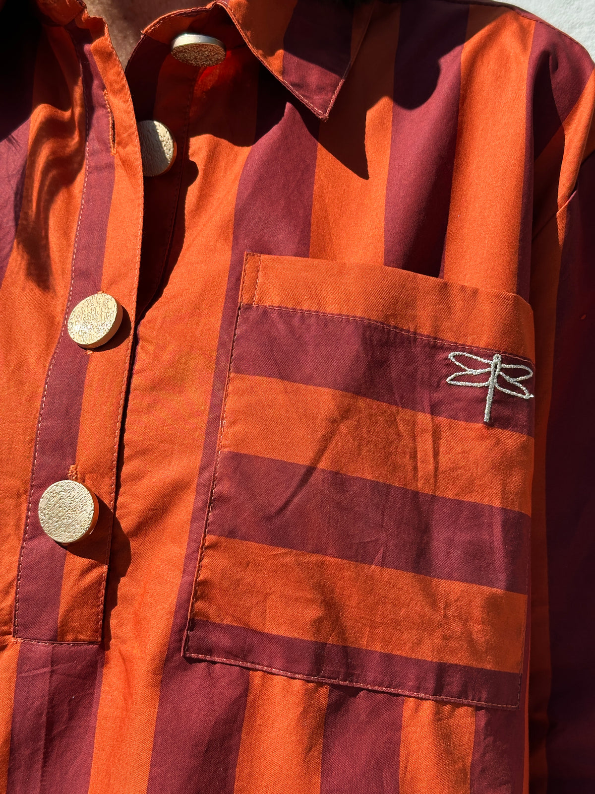 Gaspar 2607313 Porto blouse big stripe burnt sienna