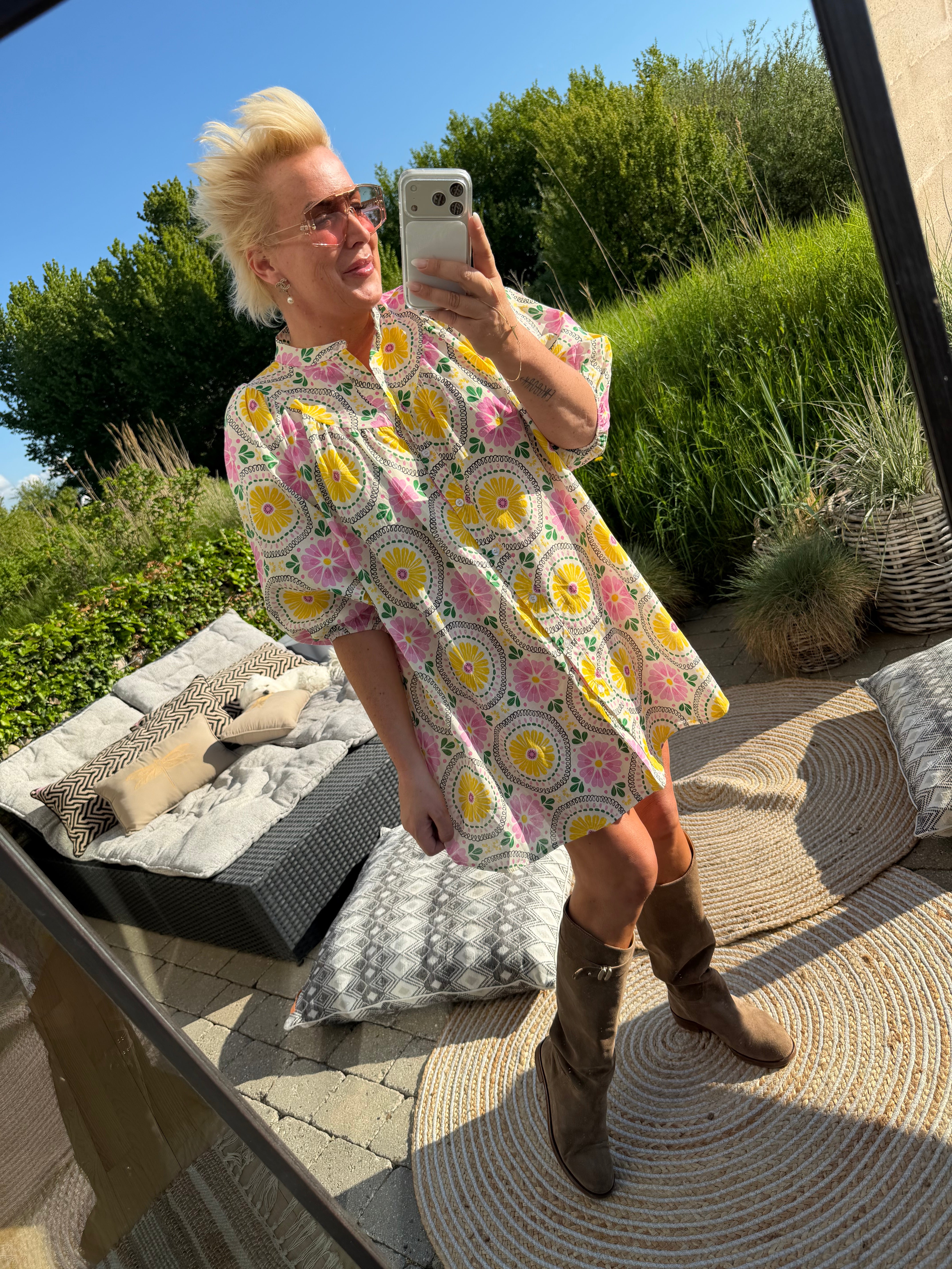 Boho Love B1380 tunic flower multi yellow