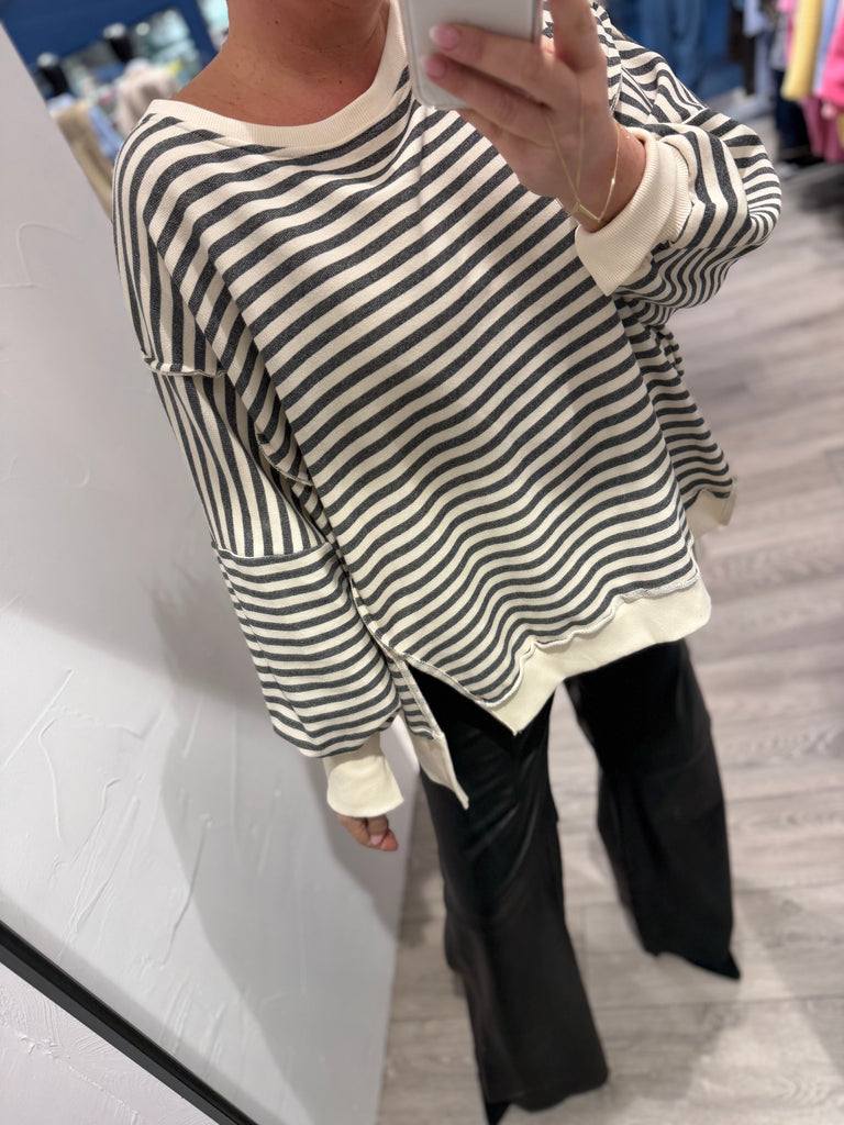 By Engbork Wilma bluse stripe carbon