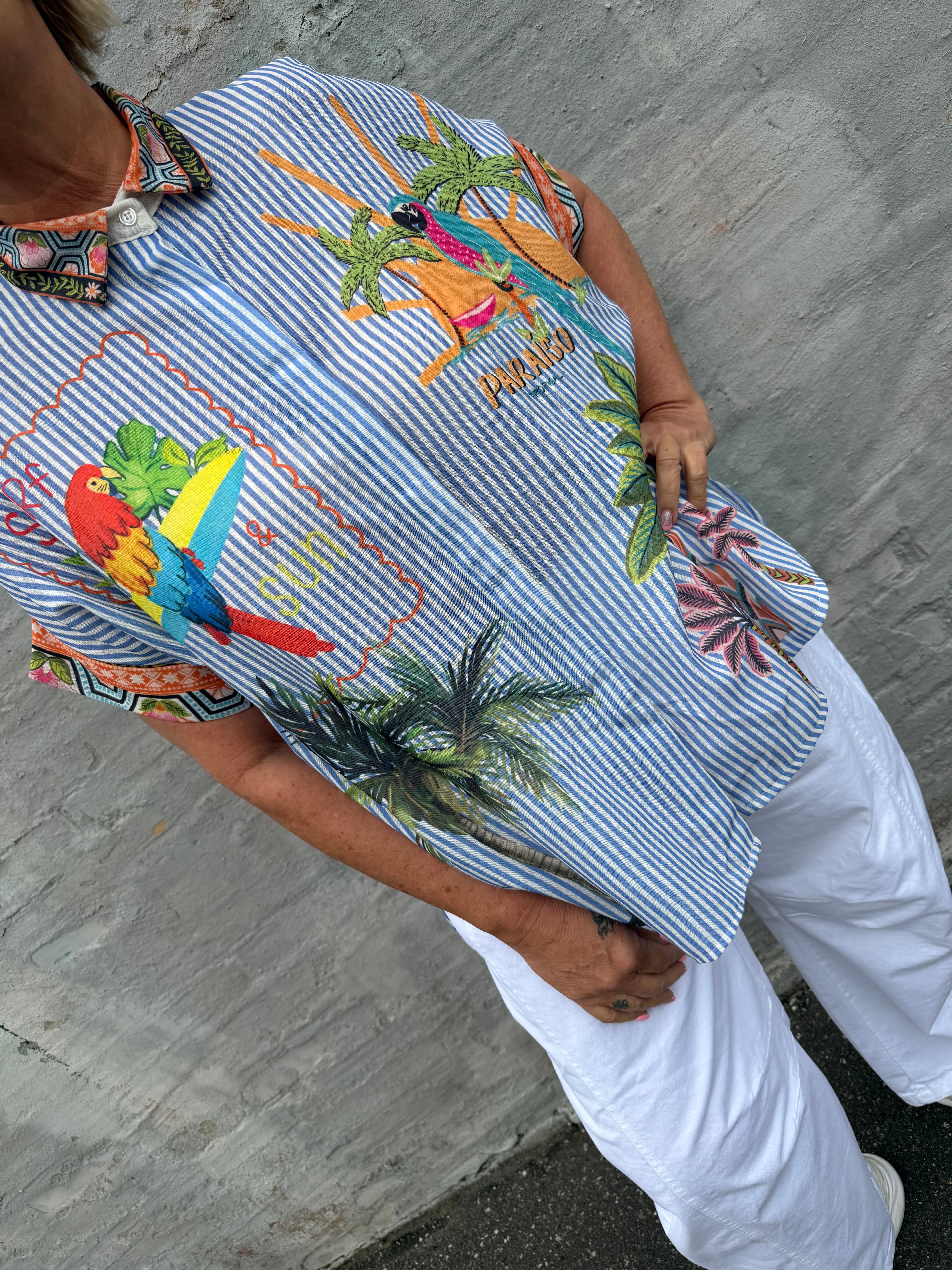 By Engbork Parrot shirt stripe blue