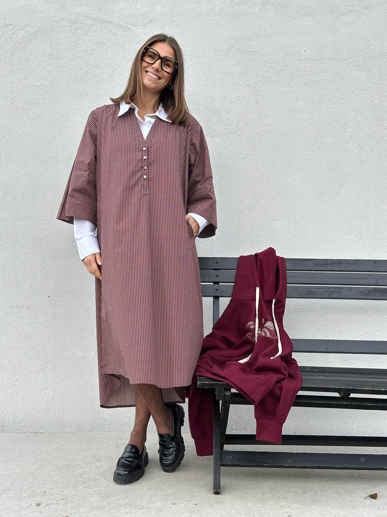 Gaspar 2510715 Mumbai stripe dress plum