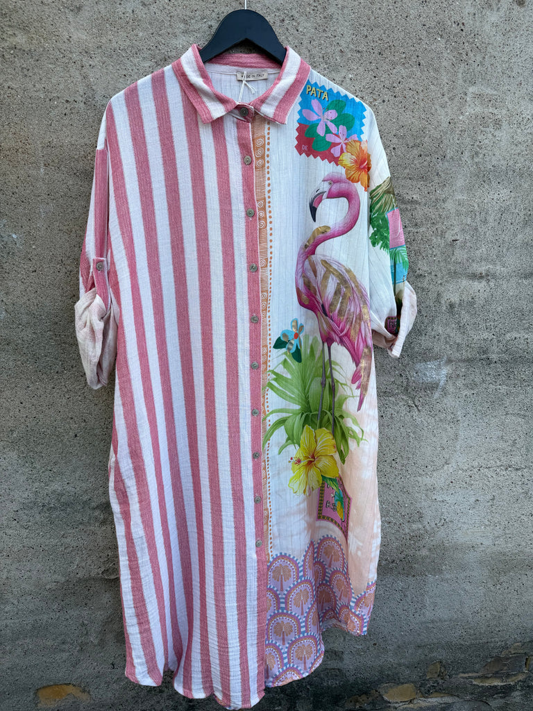 By Engbork Flamingo dress stripe