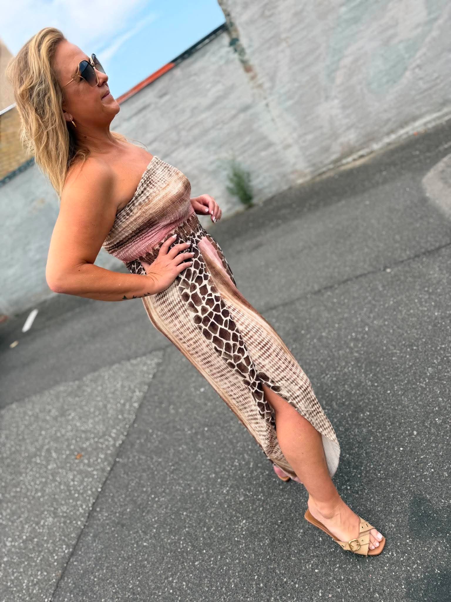 Cami jumpsuit highcut smock brown
