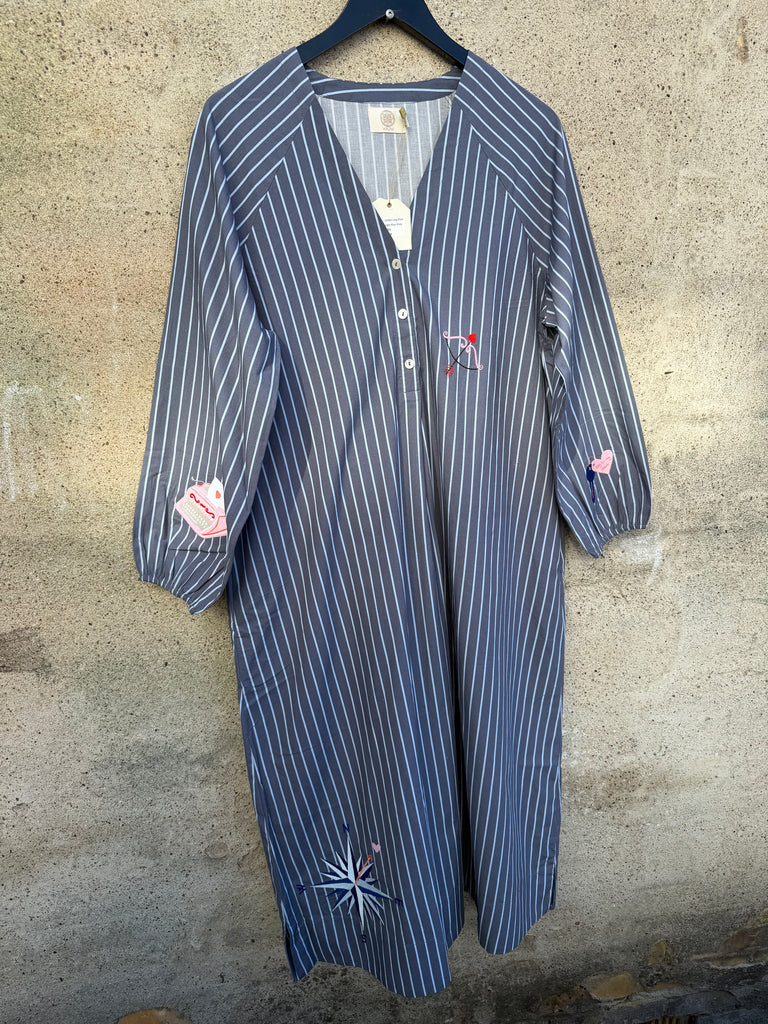 WAUW Ulrikke long dress stripe light blue