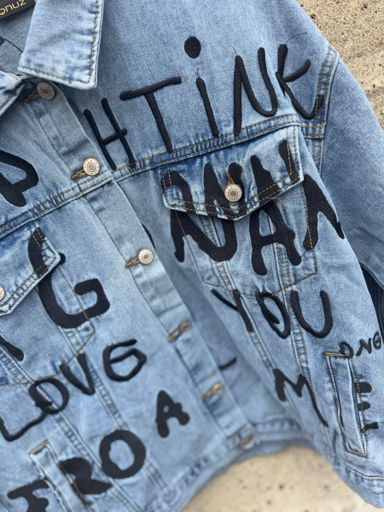 Qnuz 9925 Sabrina jakke denim embrodery blue