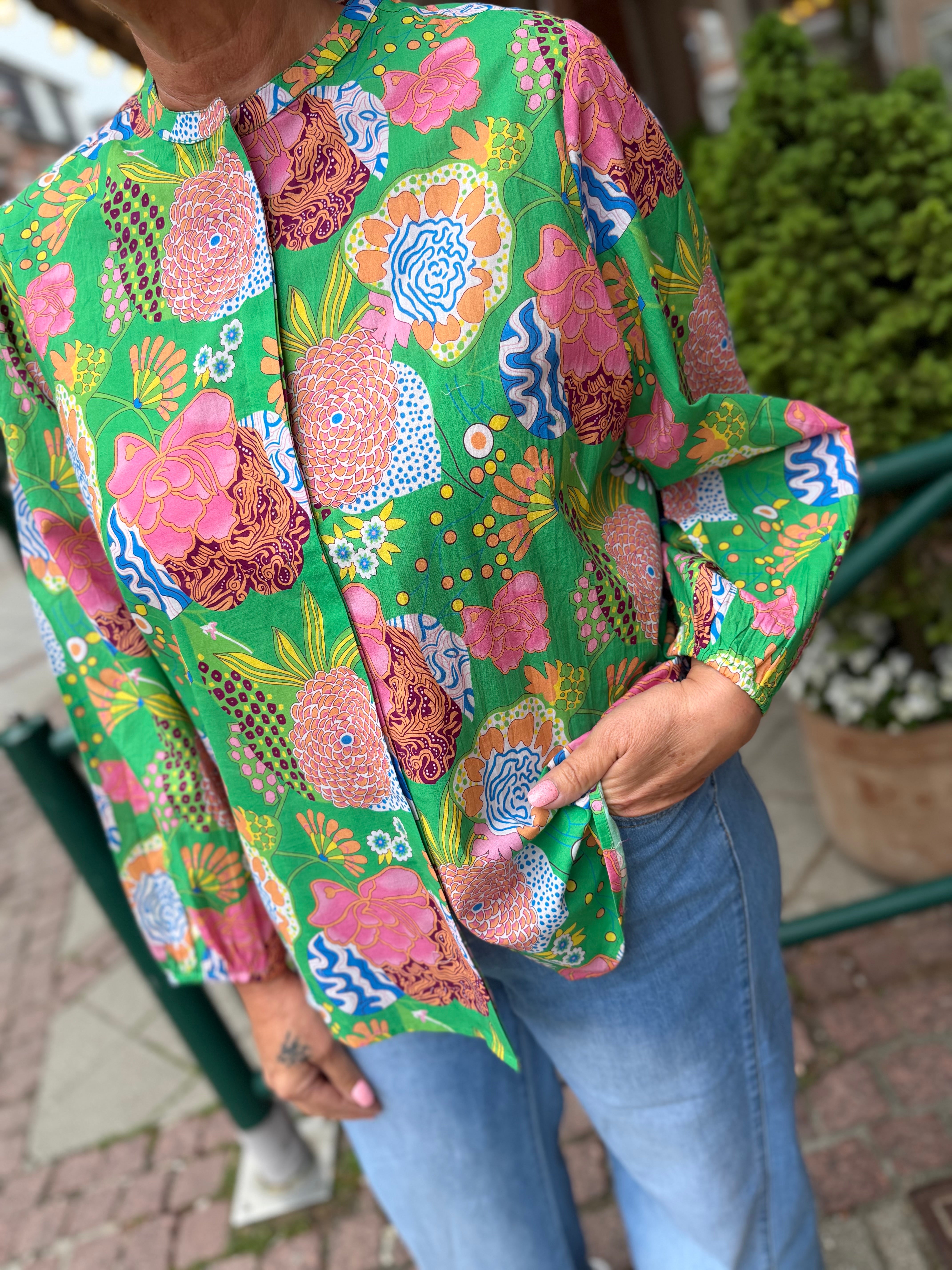WAUW Capri blouse flower print green
