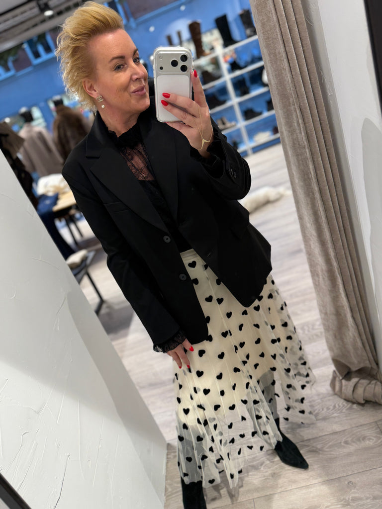 Qnuz 9241 Mesh skirt tyl hearts beige