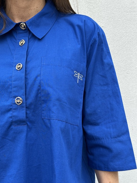 Gaspar 2601305 Porto blouse poplin royal