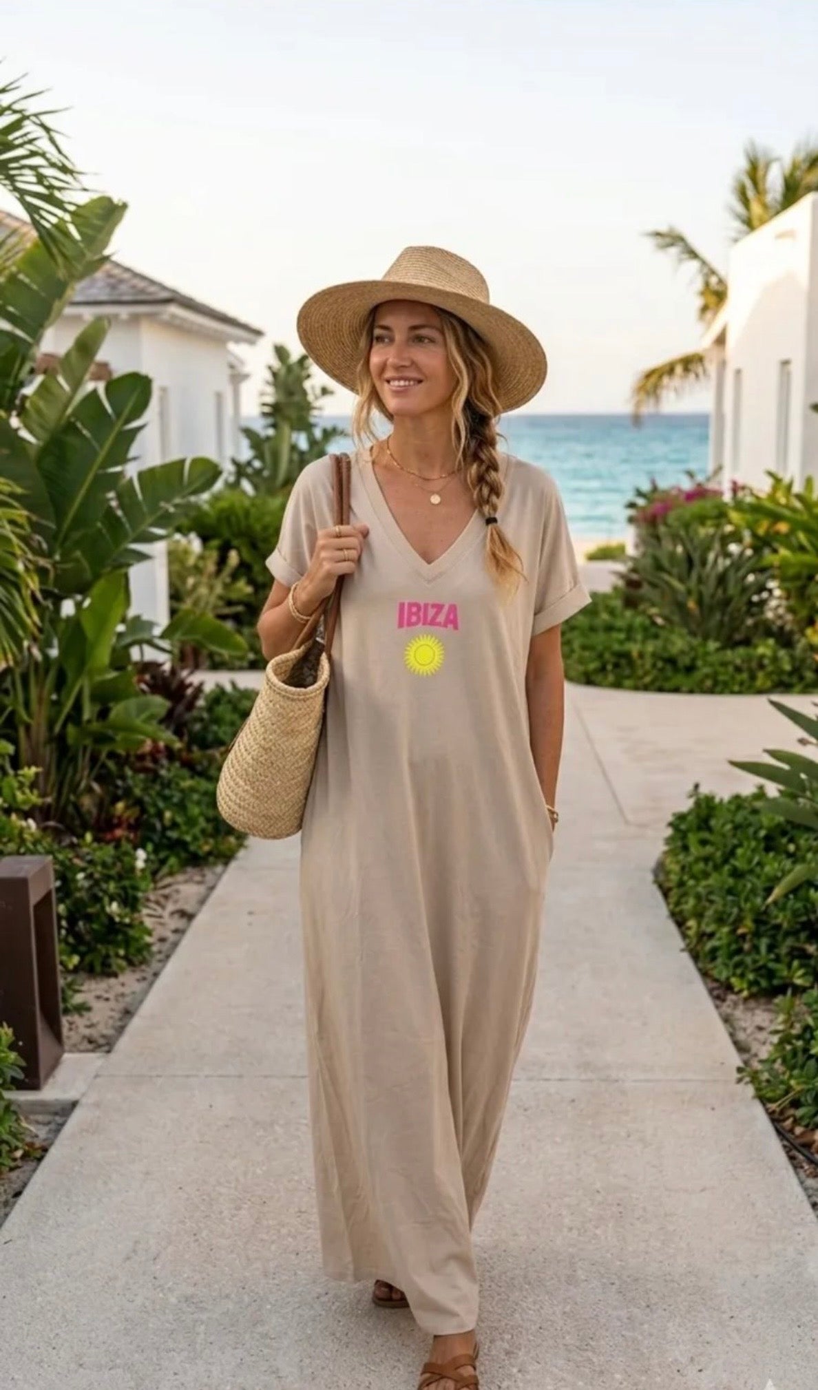 Ibiza beach dress camel