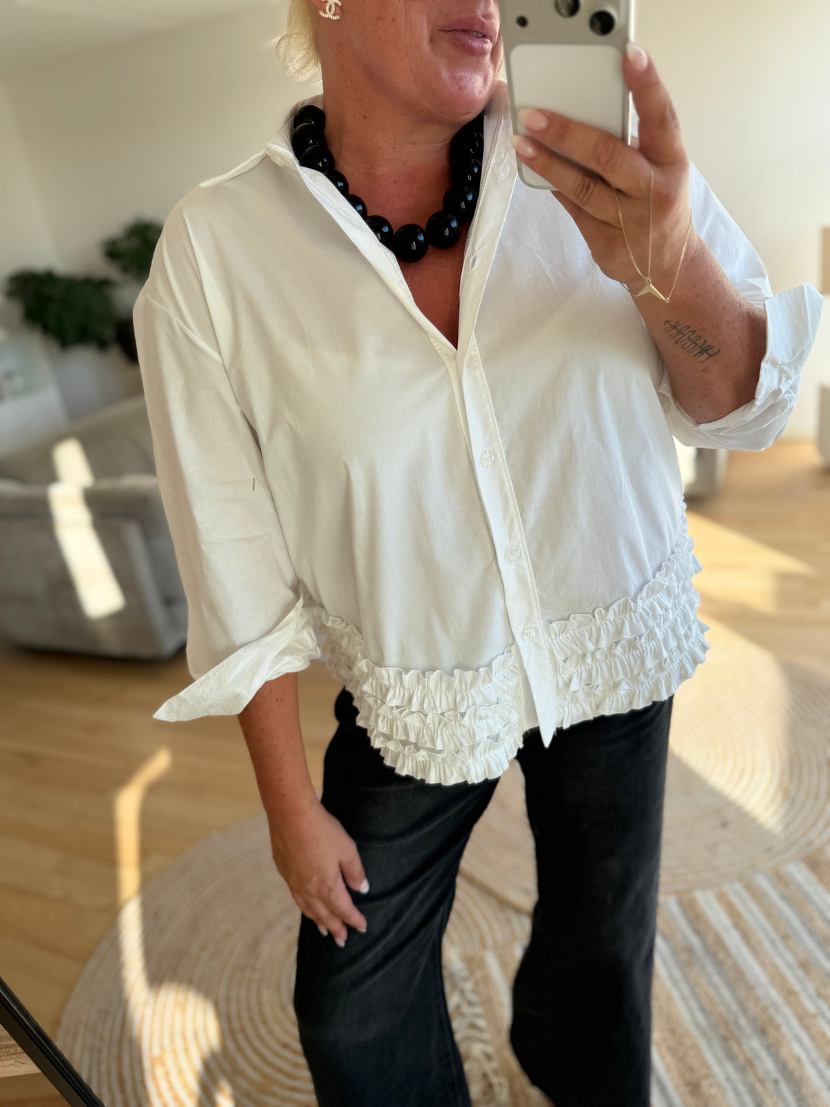 Boho Love B1423 frill shirt white
