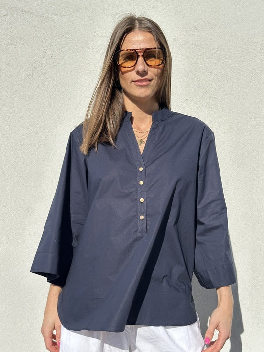 Gaspar 2601346 Mumbai blouse poplin dark blue