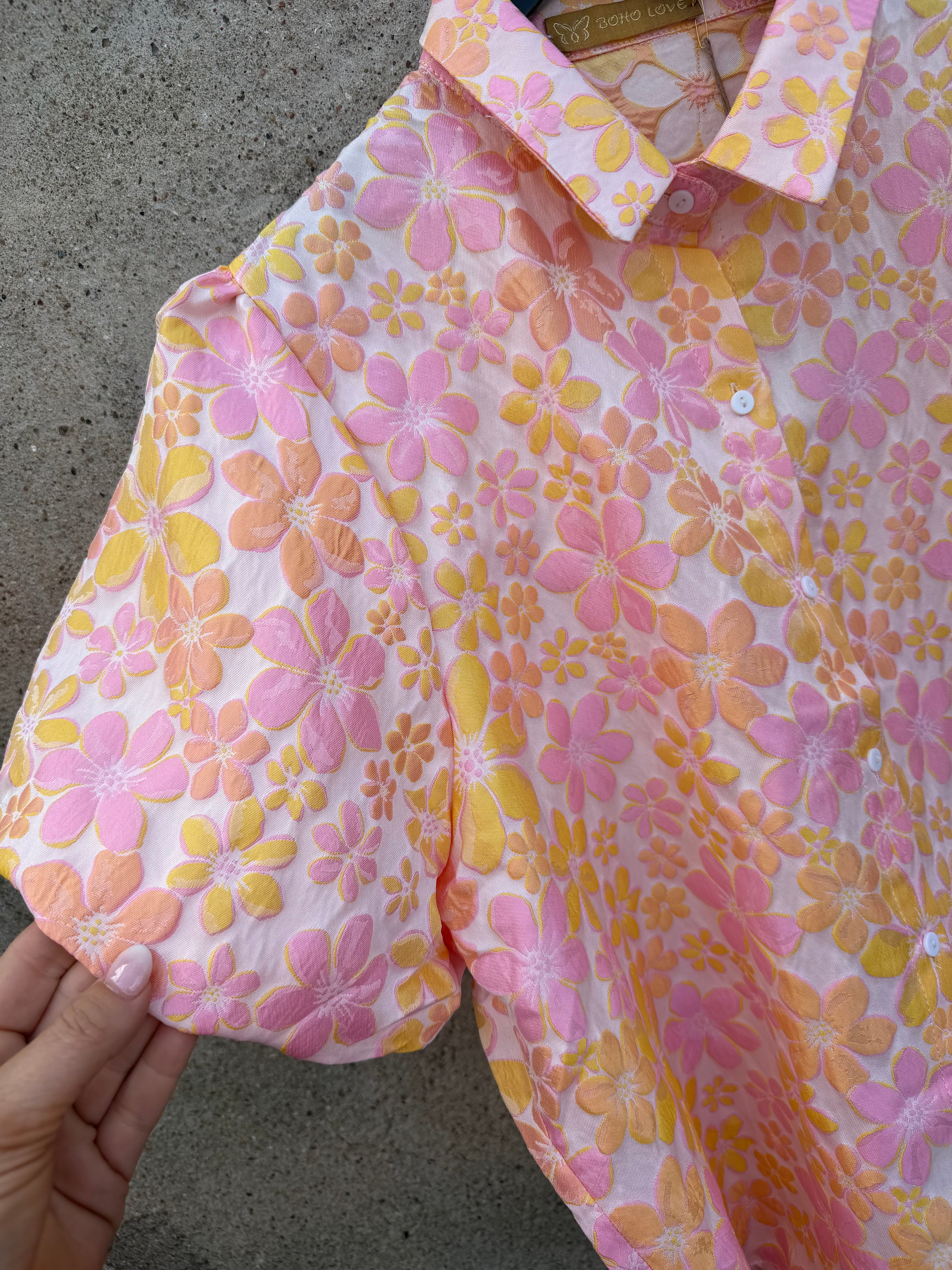 Boho Love B1371 skjorte flower orange mix