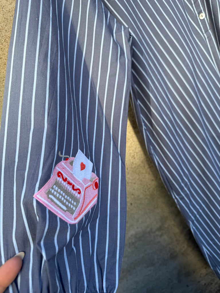 WAUW Ulrikke long dress stripe light blue