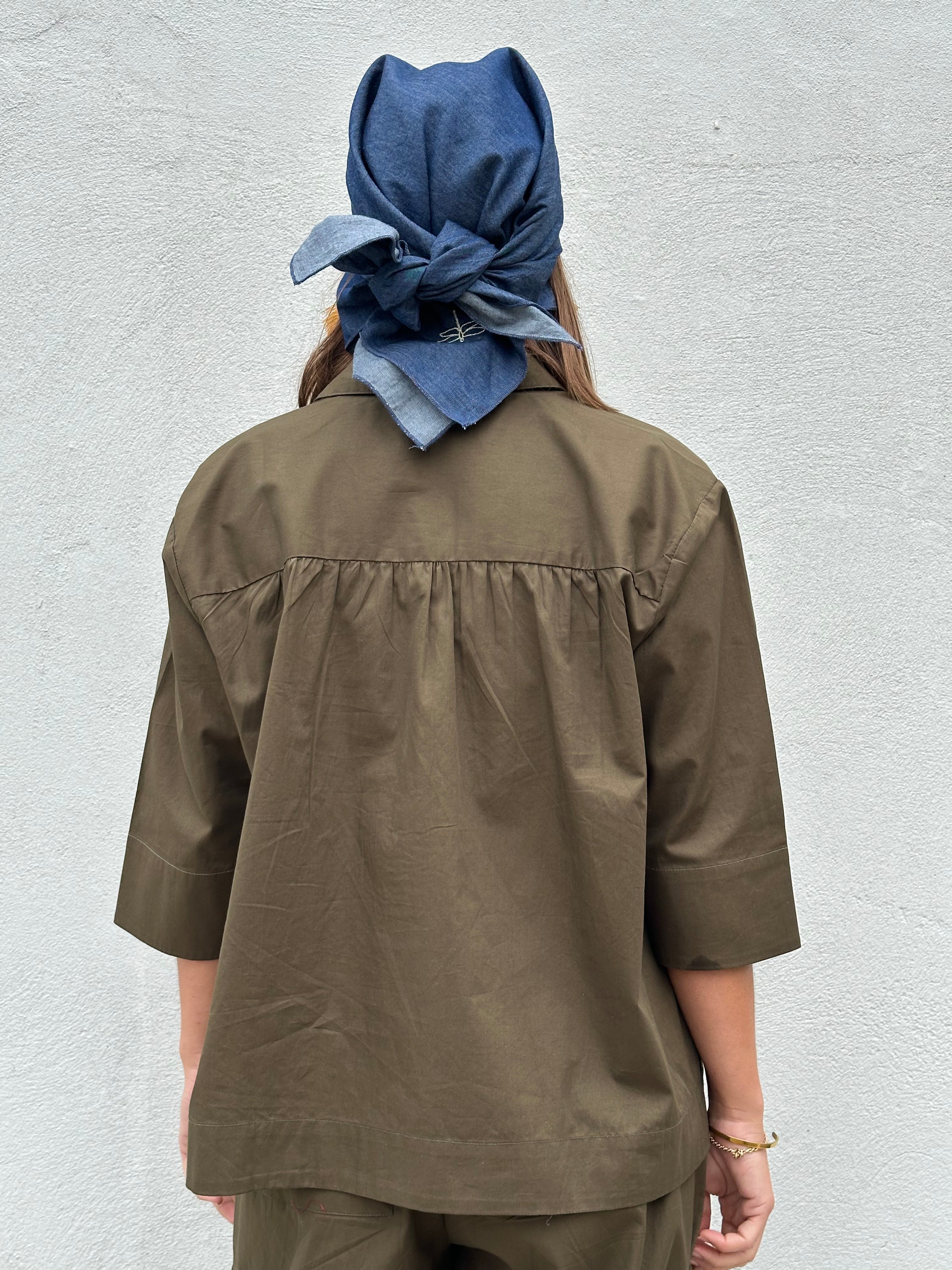 Gaspar 2607306 Porto blouse poplin olive green