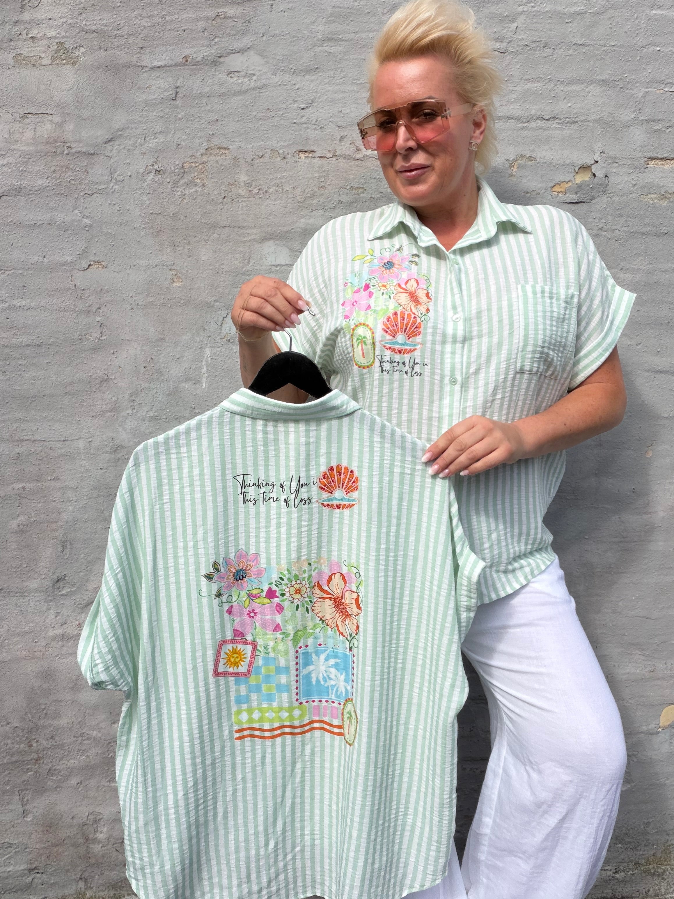By Engbork Selma shirt stripe mint