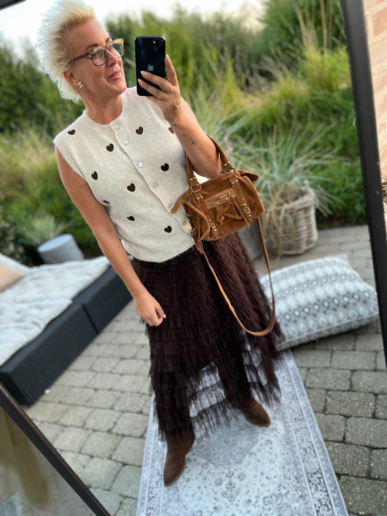 By Engbork Wonder tyl skirt Chokolade