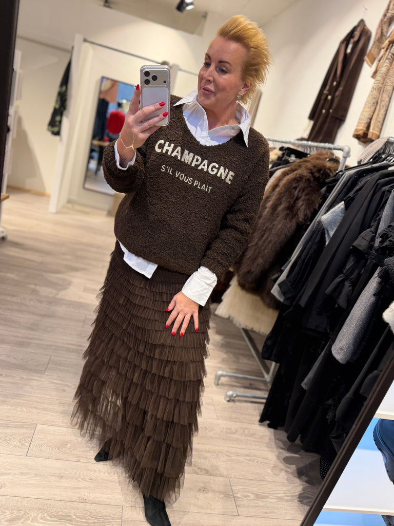 By Engbork Wonder tyl skirt Chokolade