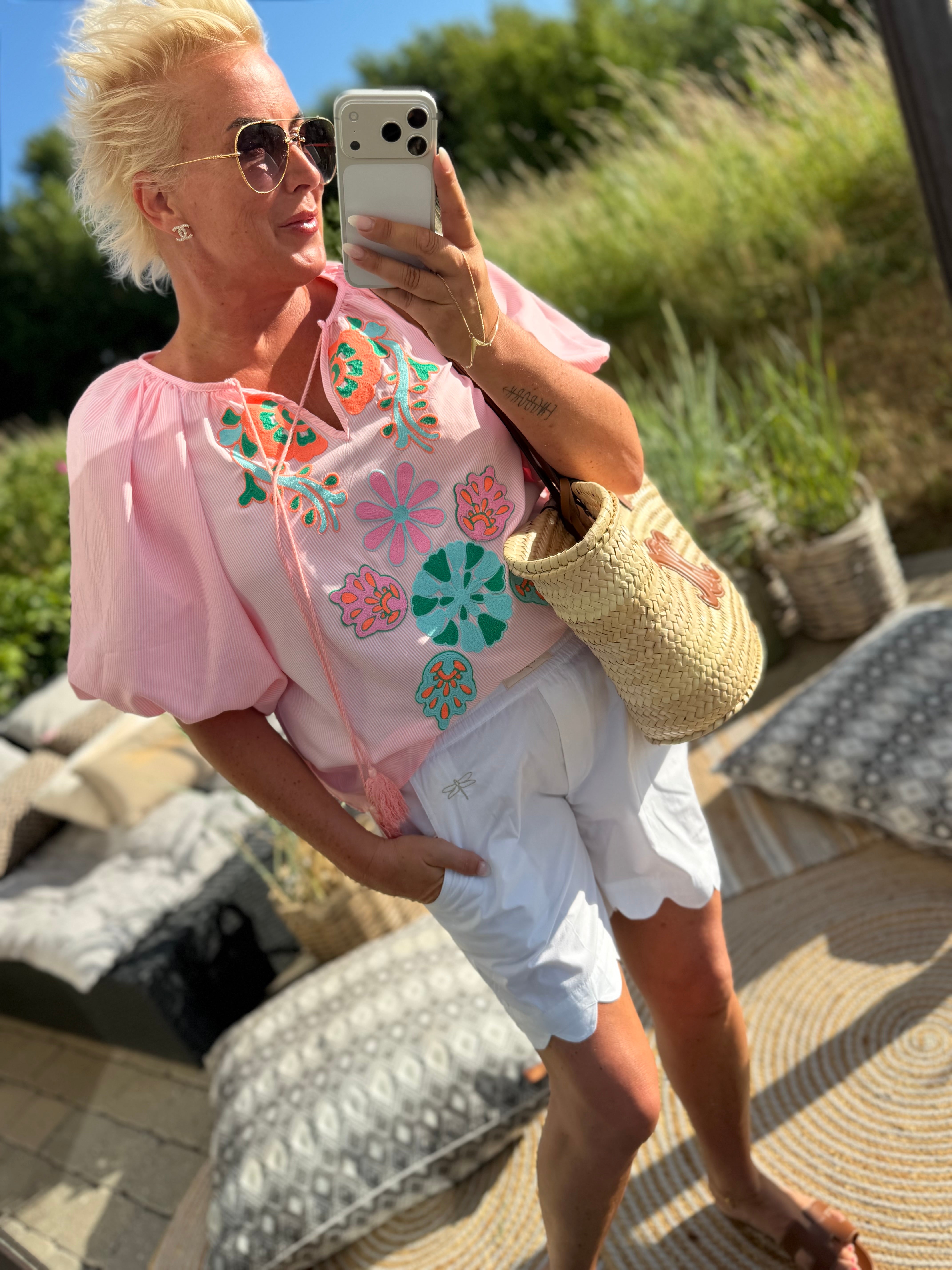 Qnuz 9396 Boheme shirt embrodery rosa