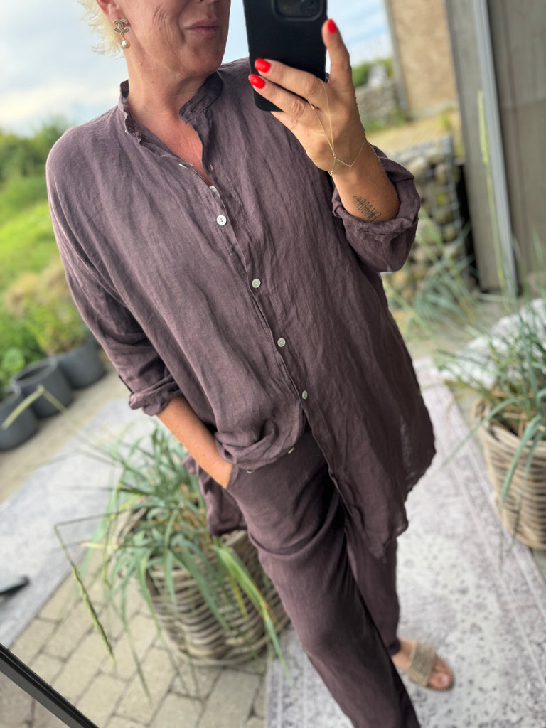 Boho Love Adel skjorte hør aubergine