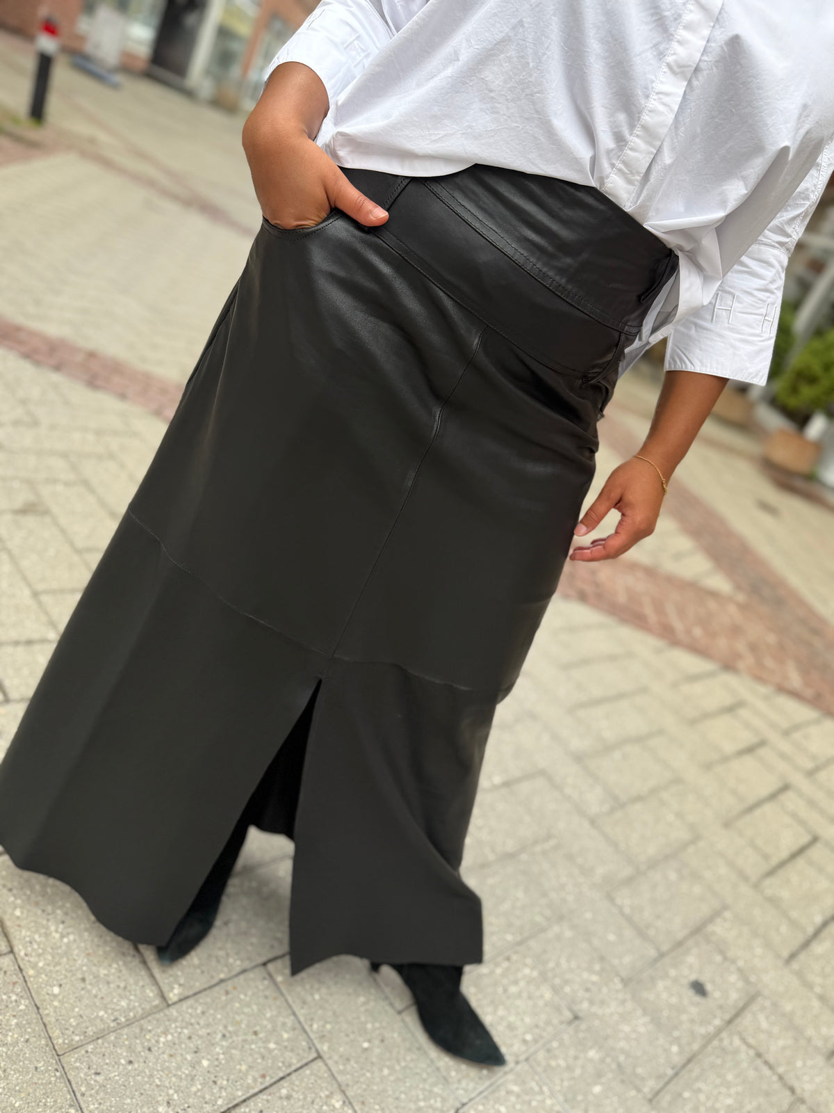 Depeche 51256 Clara maxi skirt leather black