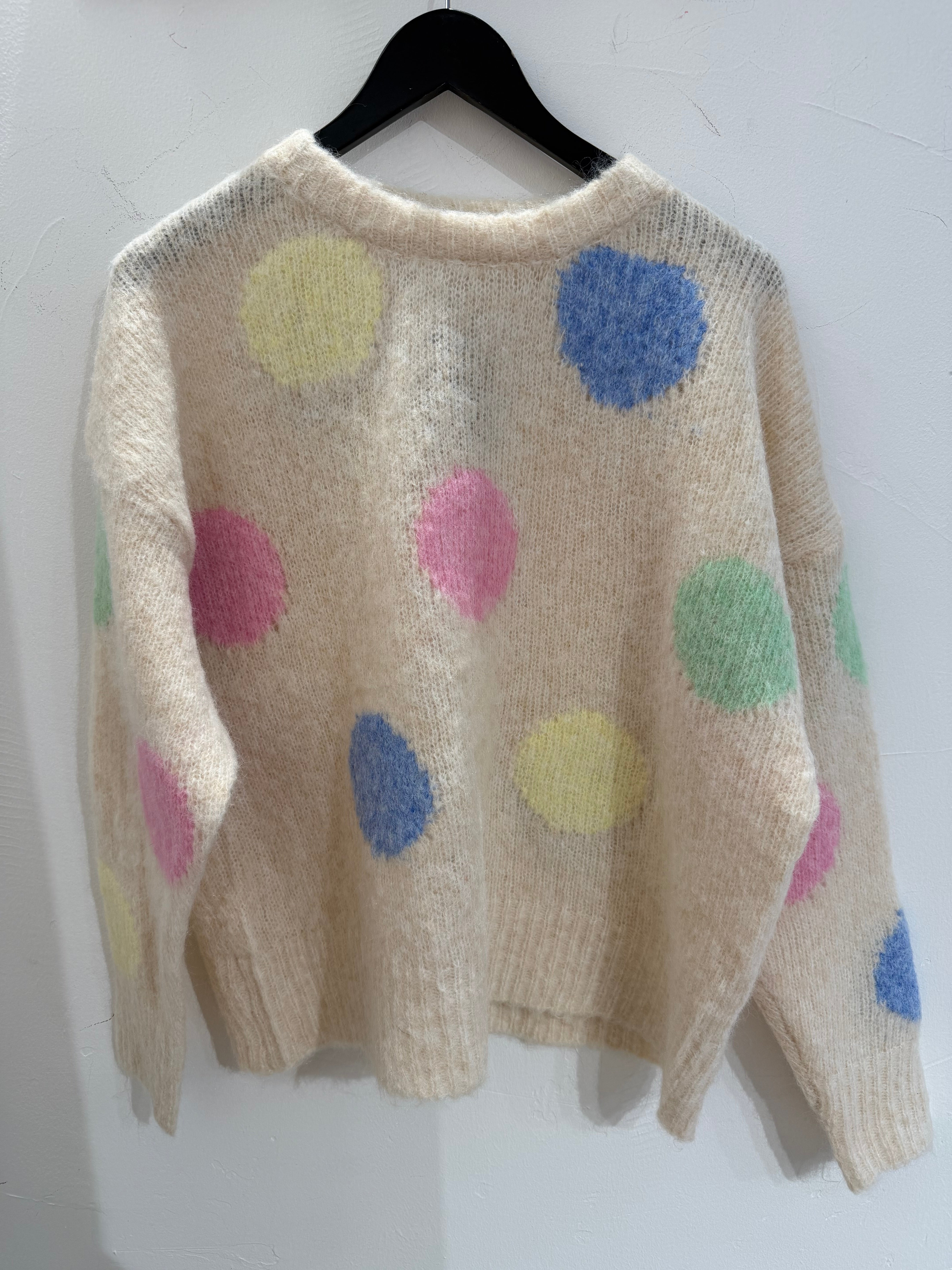 Qnuz 9269 knit lux big dot ecru