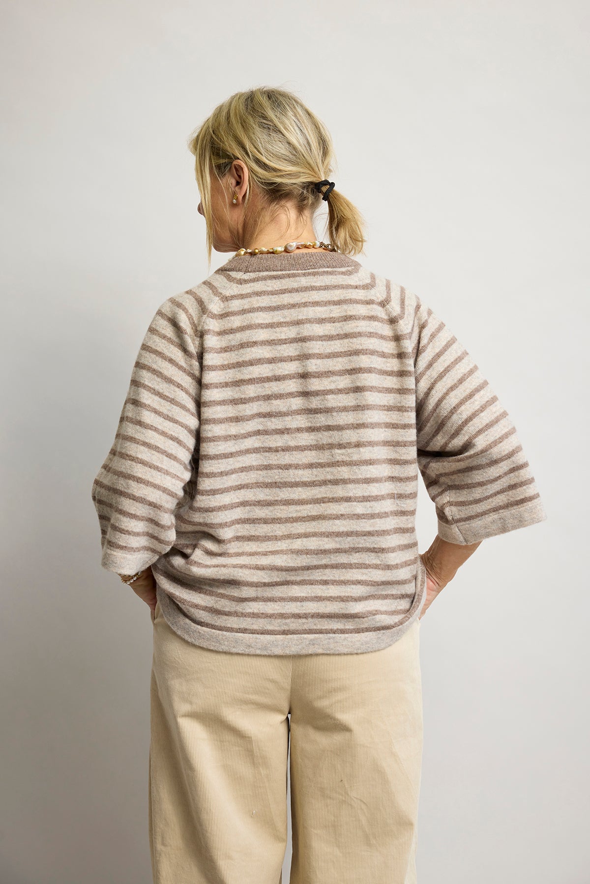 Kopenhaken 9001671 Carla knit stripe T-shirt savannah tan