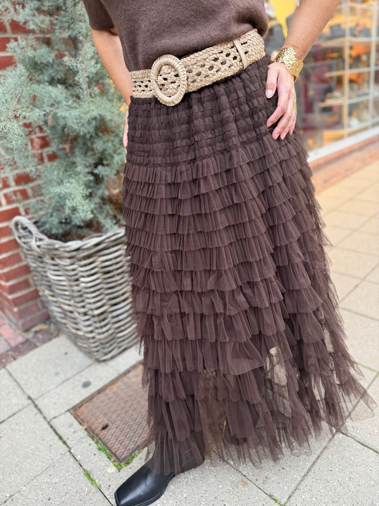 By Engbork Wonder tyl skirt Chokolade