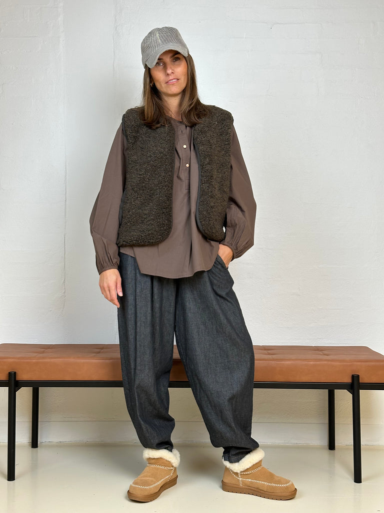 Gaspar 2501342 Læsø poplin bluse brown