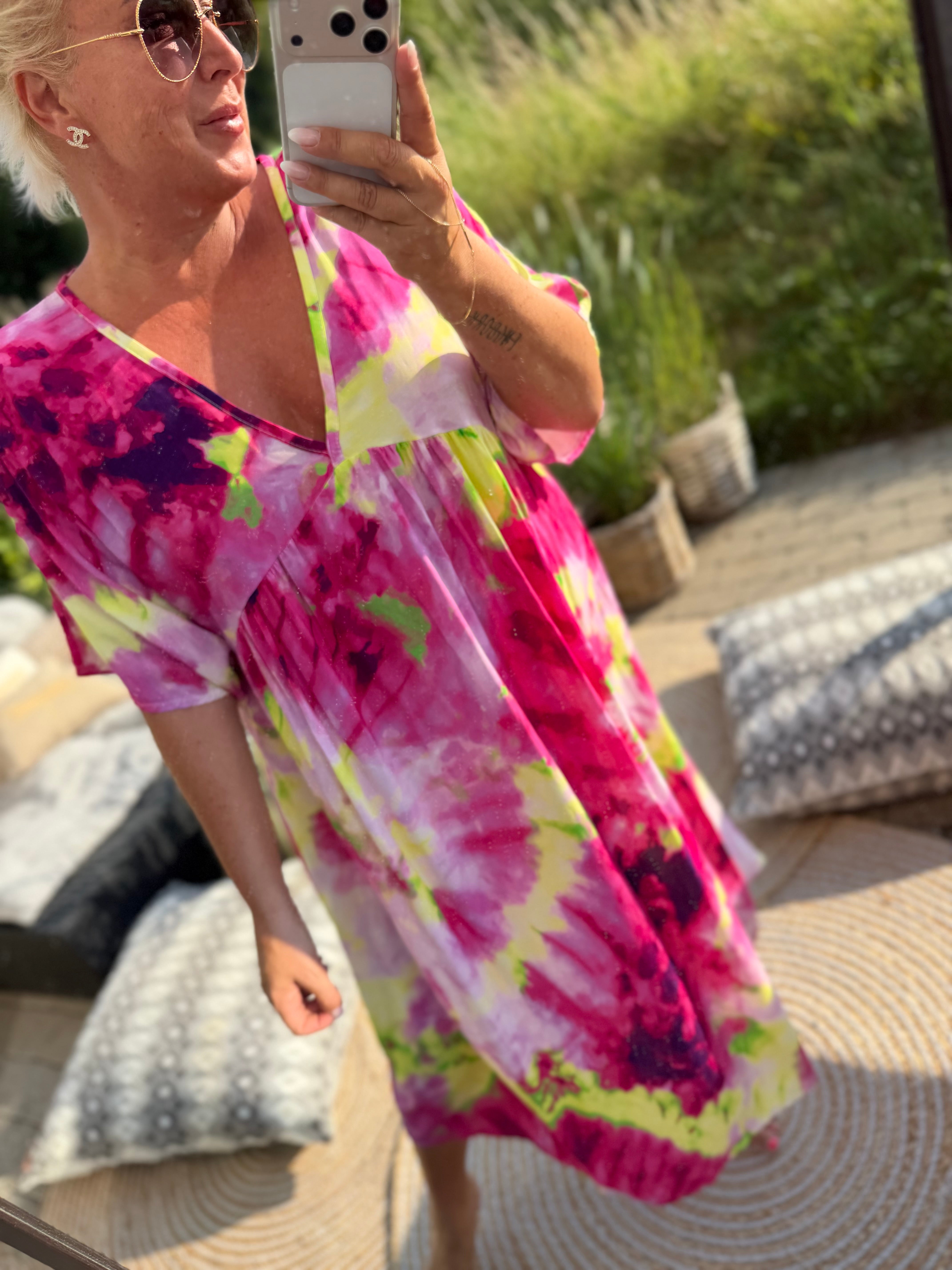 Olina dress painted mix flower