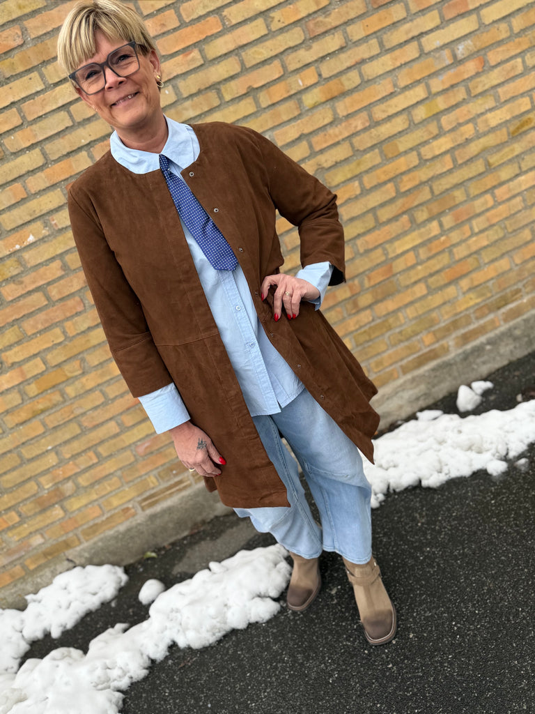 Depeche 51324 Sandy shirt dress suede choco