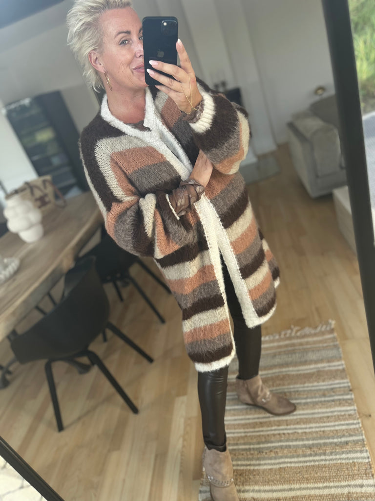 By Engbork Beate cardigan stripe brownie