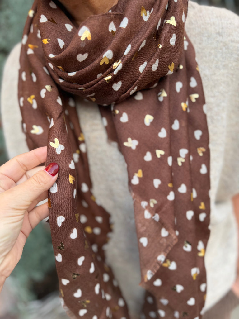 By Engbork Heart tørklæde brown