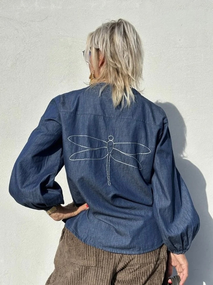 Gaspar 2510323 Læsø V-neck denim bluse