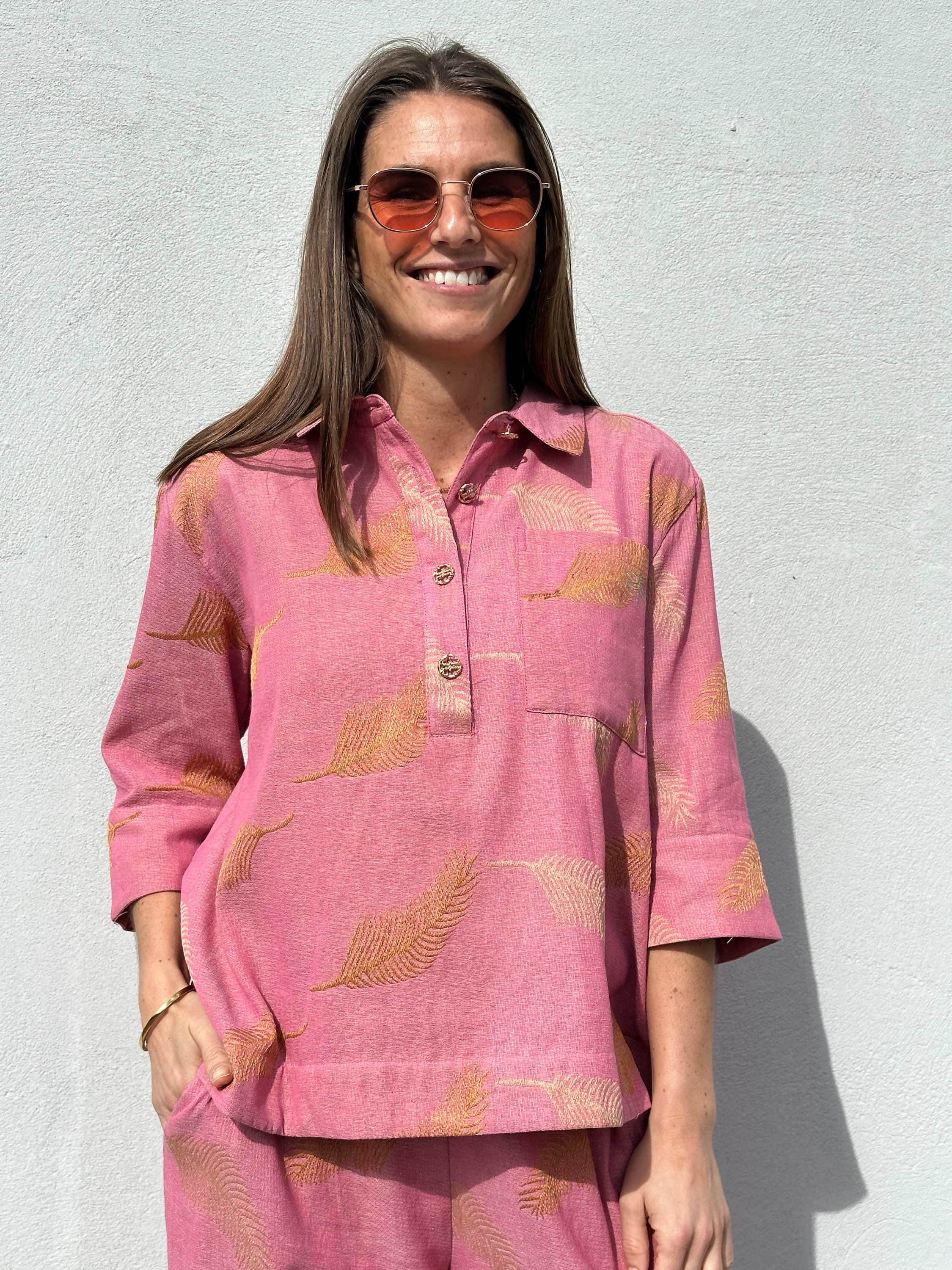 Gaspar 2601357 Porto blouse jacquard rose