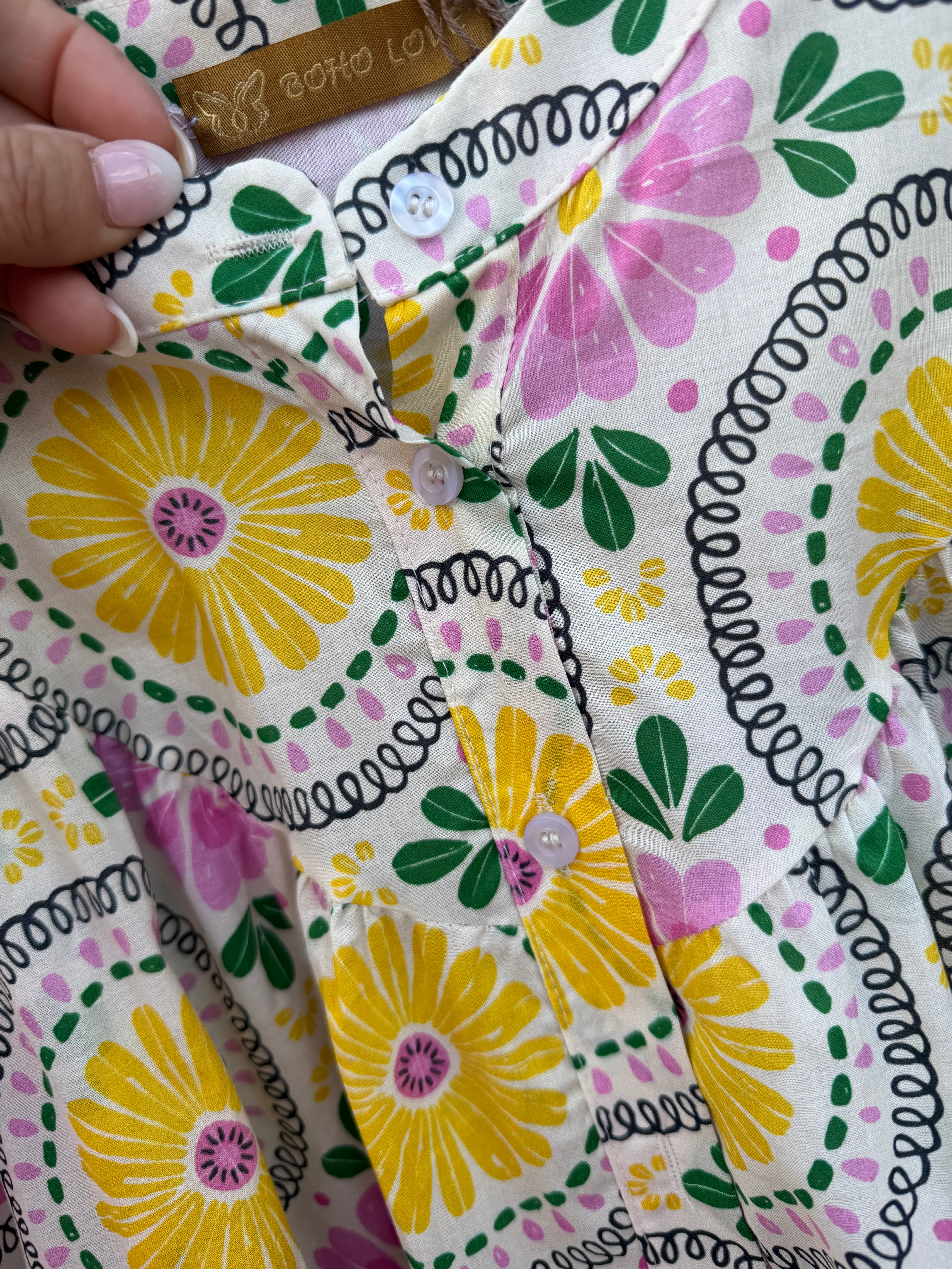 Boho Love B1380 tunic flower multi yellow