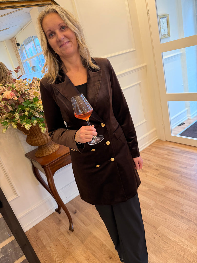 By Engbork Amalia velour blazer gold brown