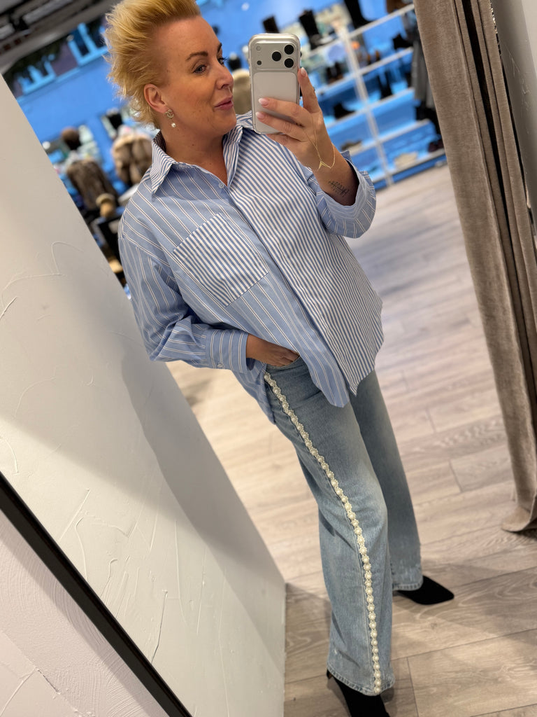 Qnuz 9254 denim jeans Ribbon & Pearls