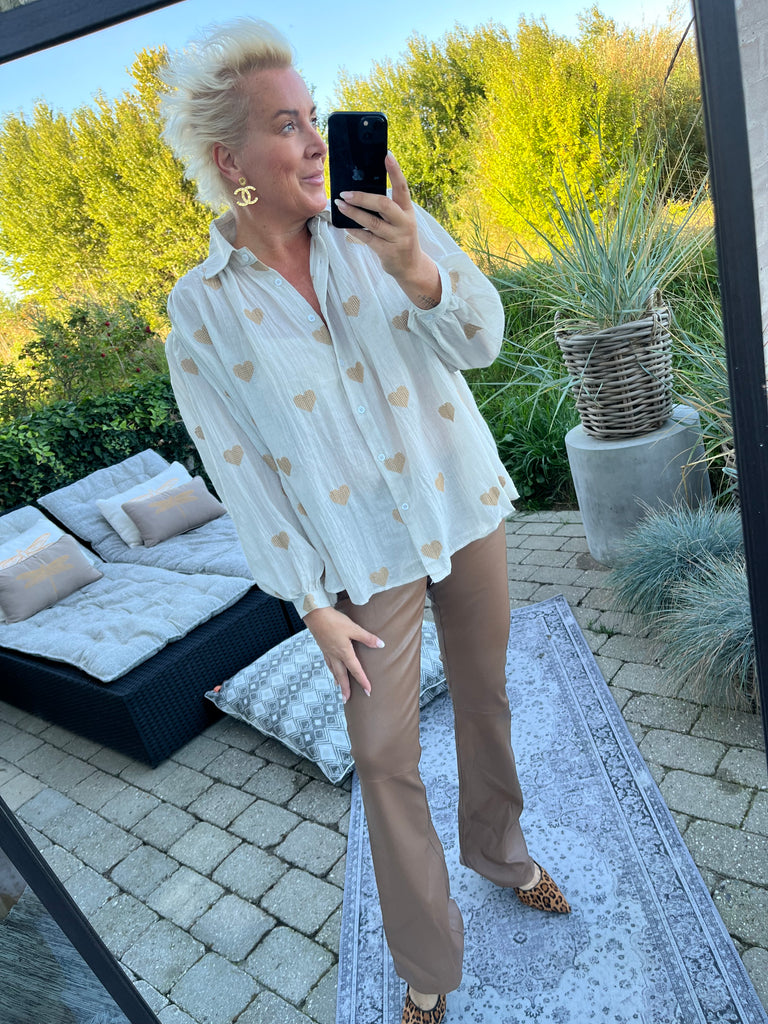 Depeche 51160 Ava pants flare leather nougat