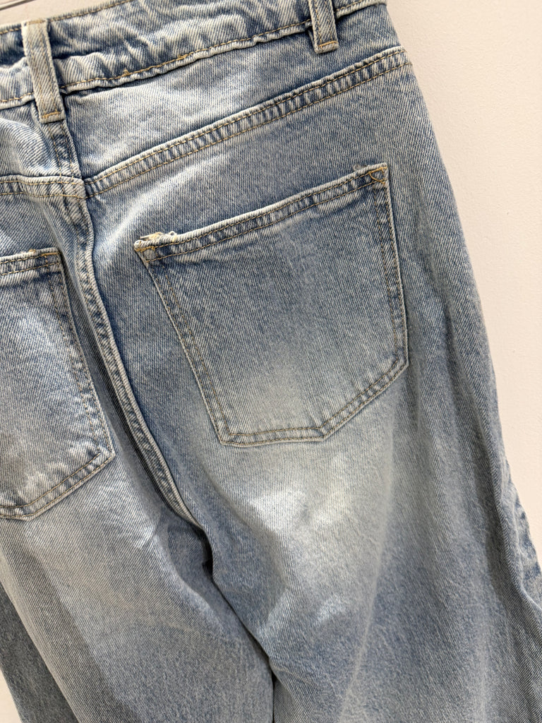 Qnuz 9254 denim jeans Ribbon & Pearls