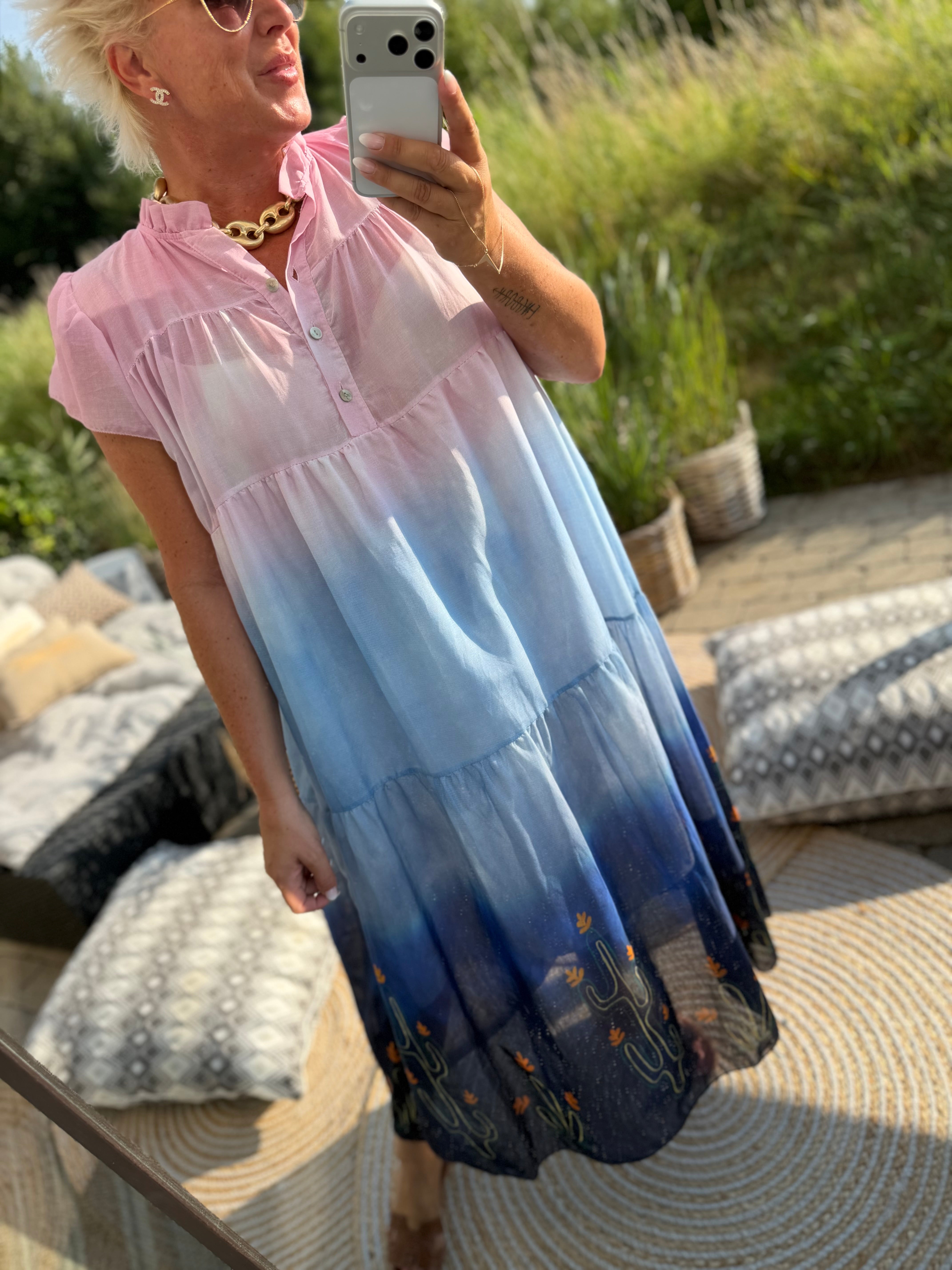 Qnuz 9401 dress Boheme dress print light blue
